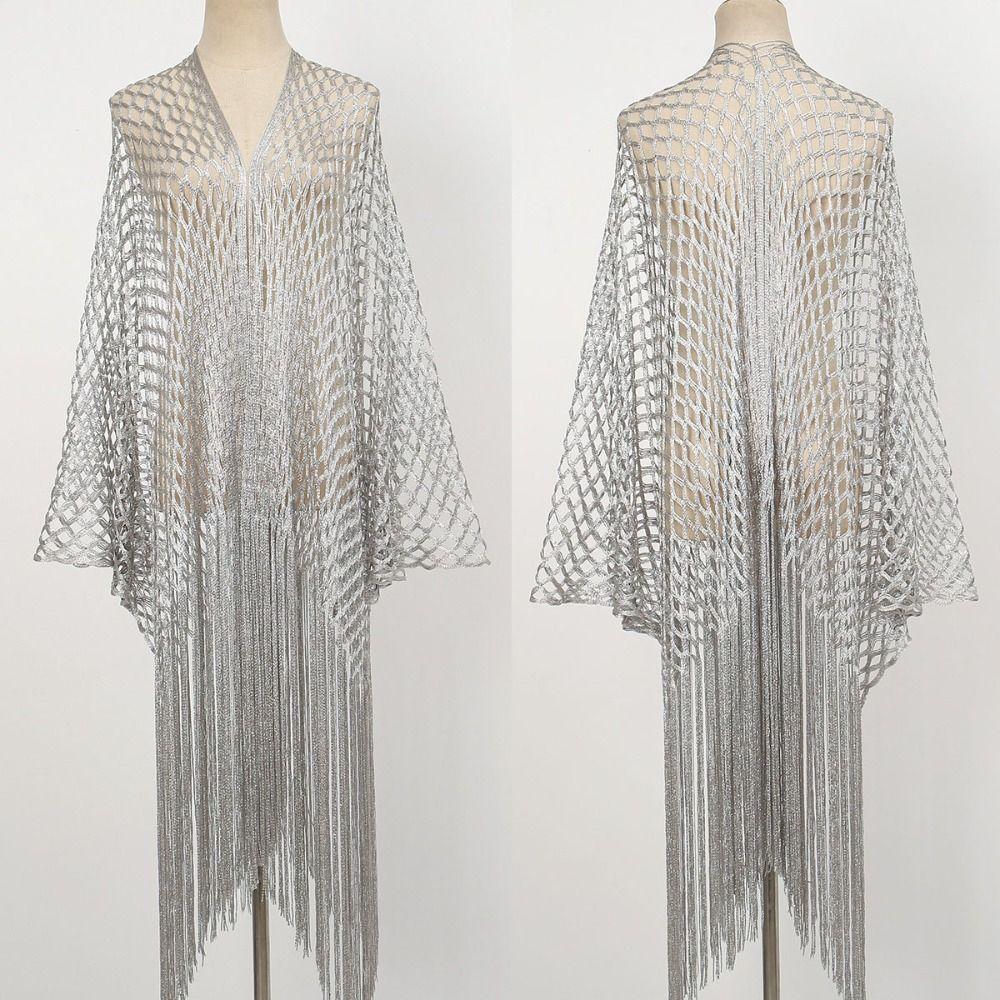 Tassel Patchwork Summer Scarf Hollow Wedding Bridal Shawl Women Tulle Shawl Wedding Accessories