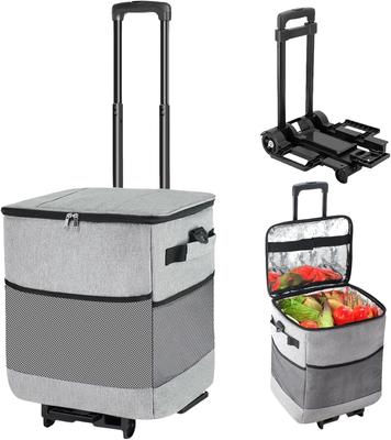 ZHJINGYU Large Capacity 40L Cooler Box with Wheels, Insulated Soft Cooler Bag, 4-Layer Insulation, Foldable and Lightweight, Perfect for Picnics,