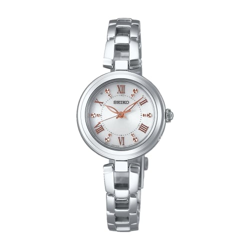 SEIKO SELECTION Solar Radio-Controlled Bracelet Watch, White Dial, Silver, SWFH089, Women's