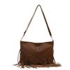 Bohemian Fringe Single Shoulder Bag With Rivets Pu Material For Casual Day Use