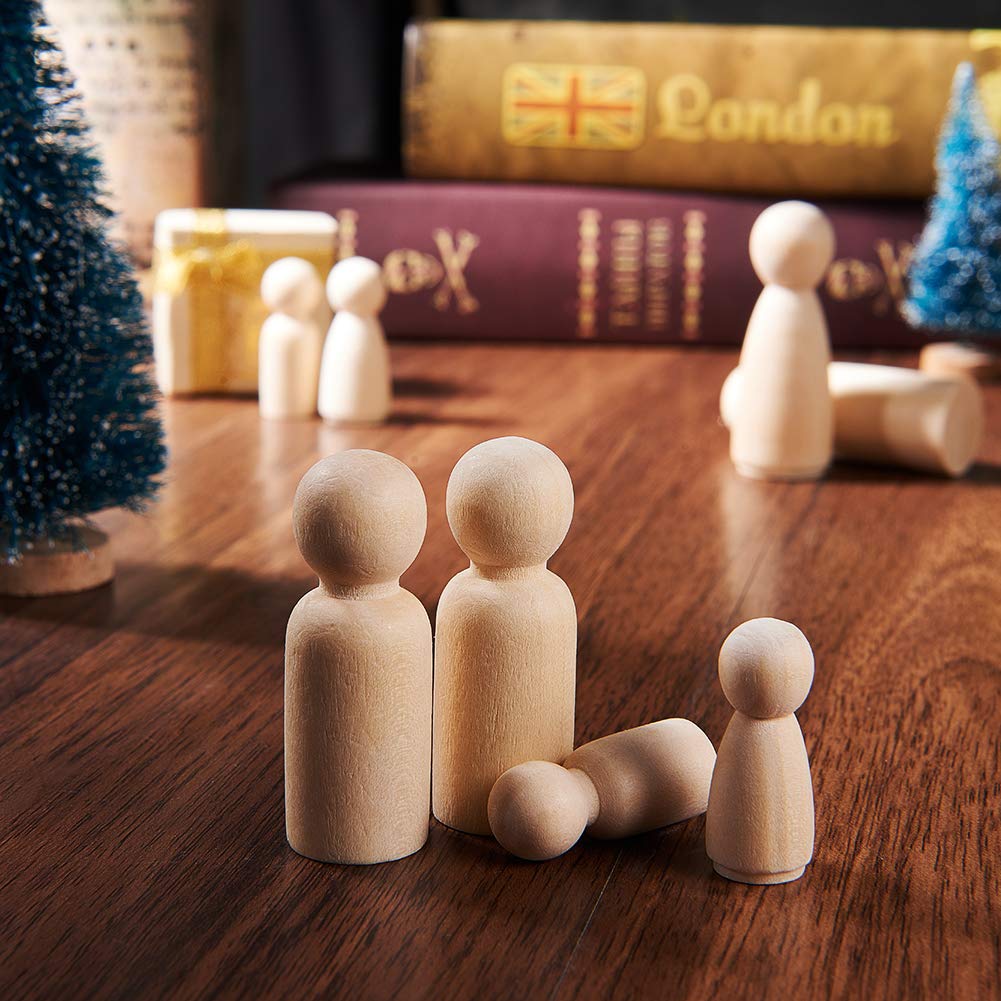 PH PandaHall Set of 48 Unfinished Wooden Peg Doll Artificial Wooden Doll Male and Arts and Handmade DIY Supplies Bodies, Wood, Decorations, Female,