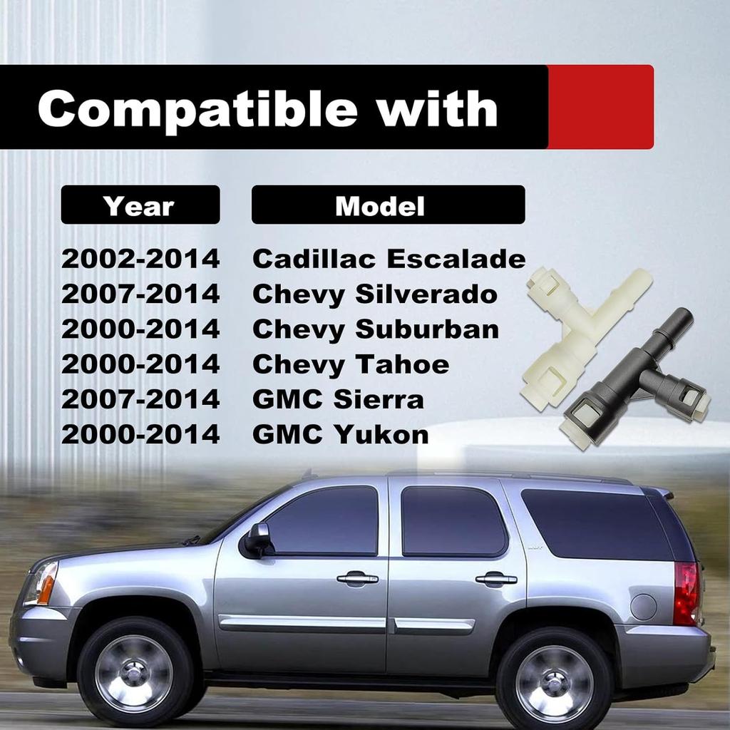 2PCS Car Heater Inlet Hose Fitting 15055343 Heater Inlet Hose Connector Tee Compatible with 00-14 GMC Yukon Sierra Chevy Tahoe Suburban Cadillac