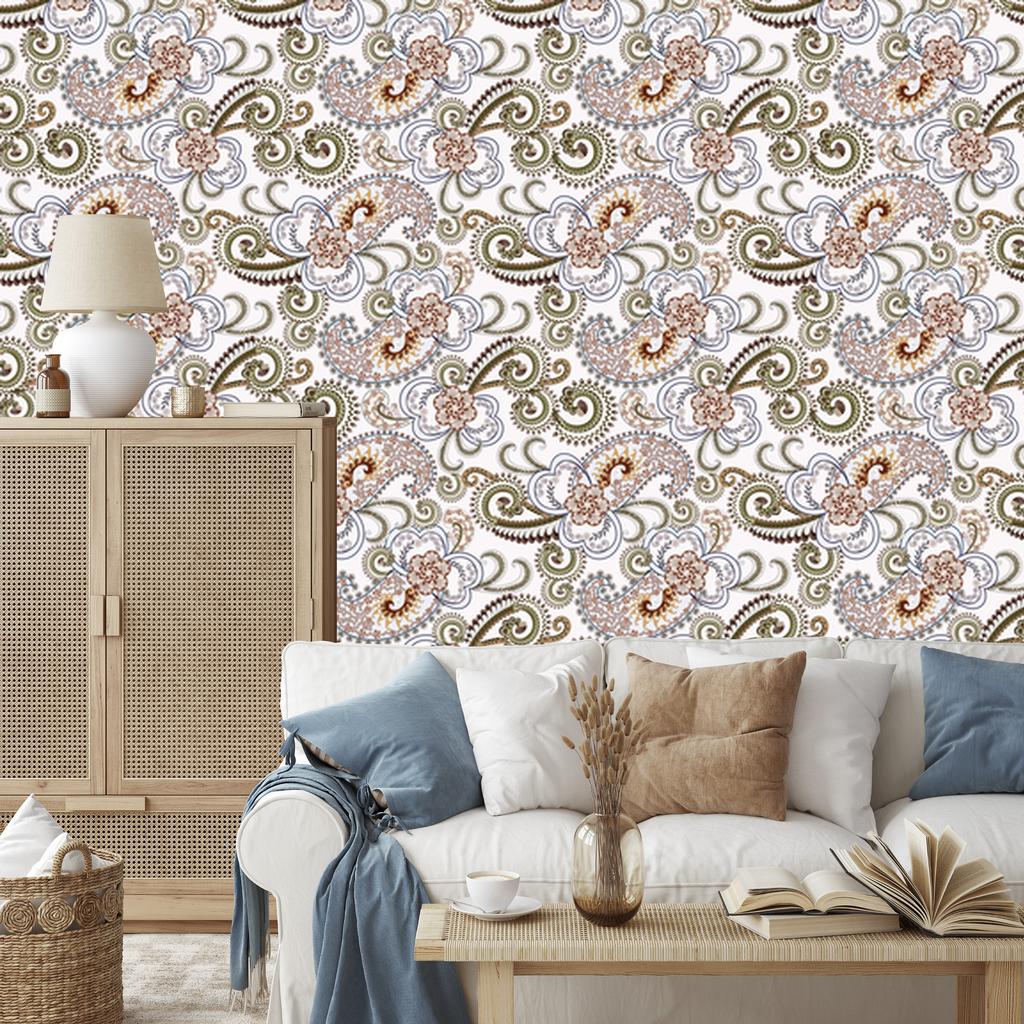 Wallpaper Colorful Paisley Pattern for Living Room and Bedroom 50x1000