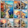 Ocean Beach House Coastal Tranquil Seaside Landscape Canvas Painting  Wall Art Pictures for Home Room Decor  Poster Prints