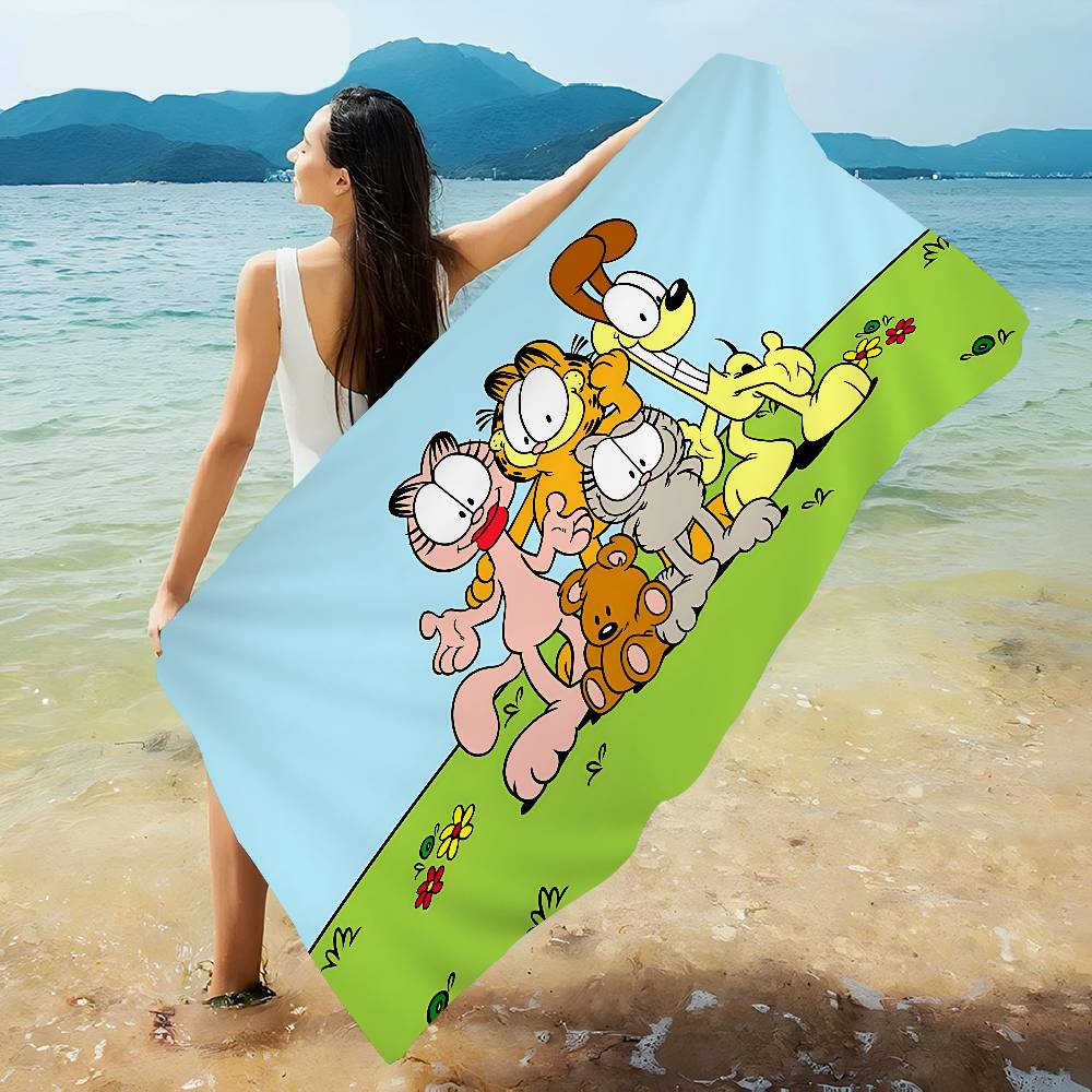 Cute Anime G-Garfields Cat Beach Towel Colorful Bath Towels For Girl Microfiber Quick Dry Custom Sand Free Beach Yoga Spa Gym