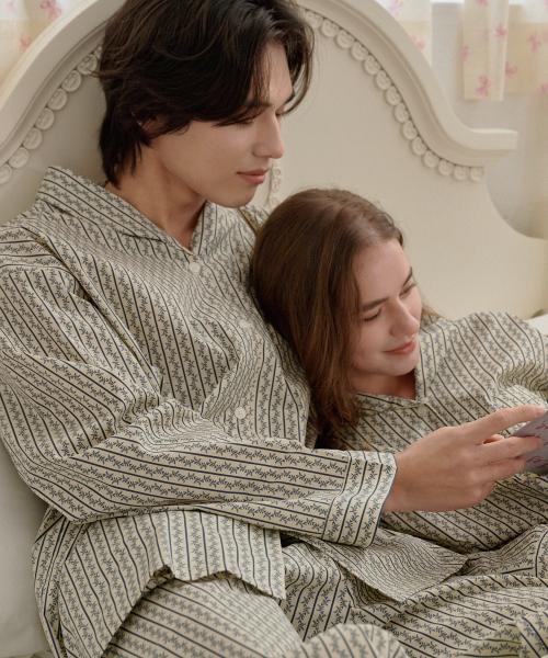 [OFF HOUR OBJET] Silen Bay Long-Sleeve Pajama Set [2SET] [Shipped from Korea] 100% Authentic