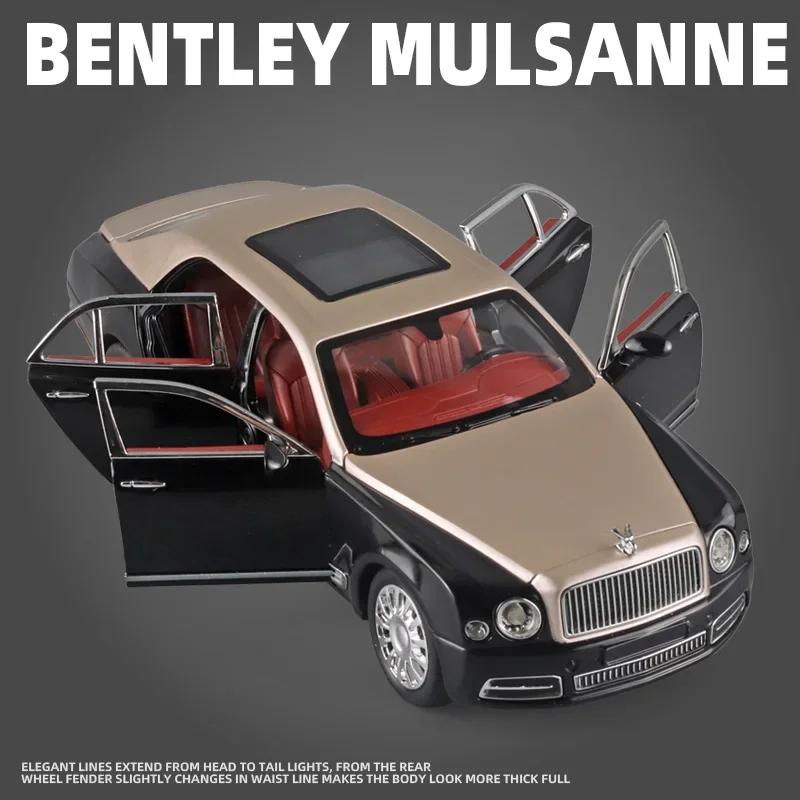 1:24 Bentley Mulsanne Modellauto aus Metallguss, Sammlerstück, Fahrzeugsimulation mit Sound und Licht, Spielzeugauto aus Metall, Geschenk für Kinder, A586