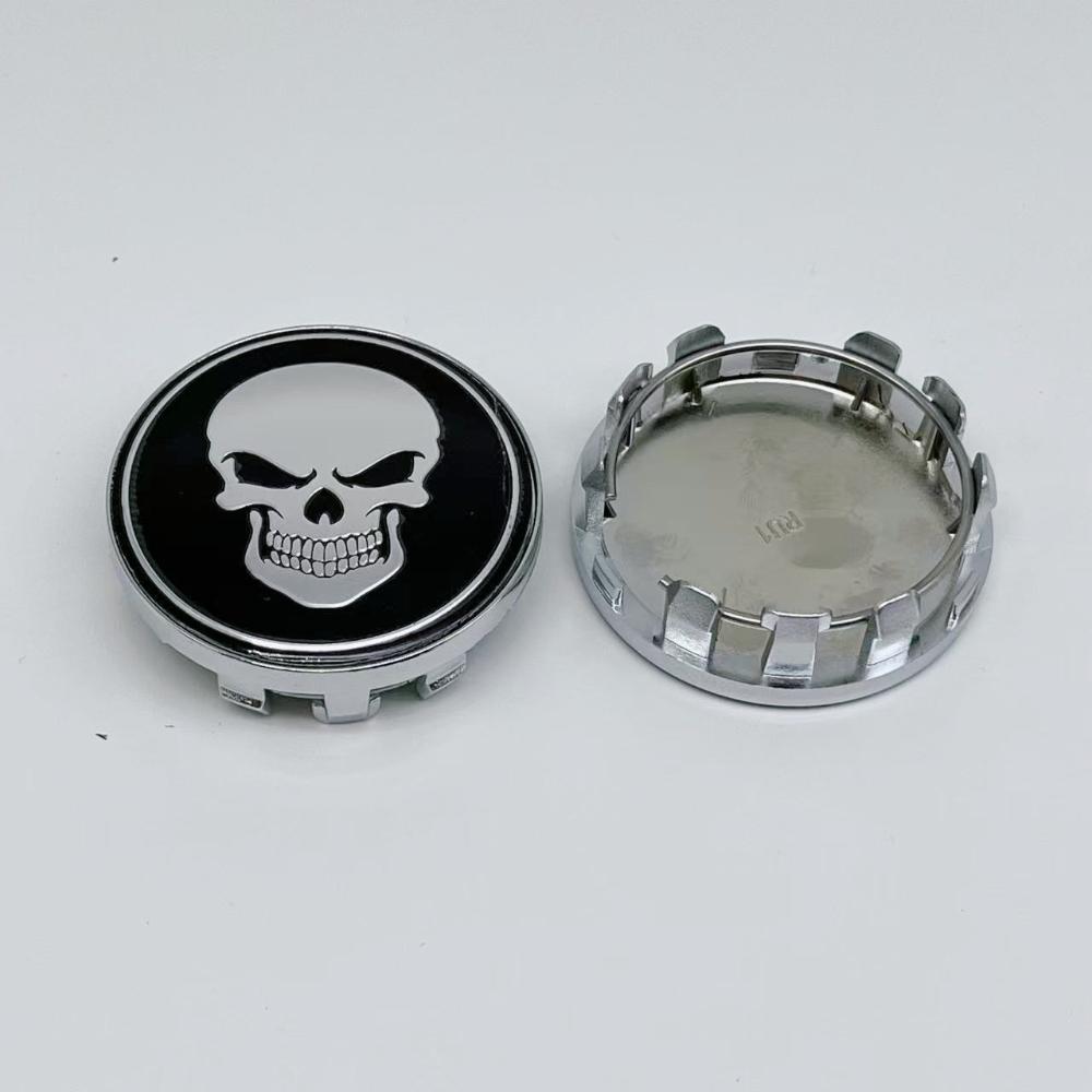 4pcs 59MM ( 55MM I.D ) Car Wheel Center Caps With Skull Logo Emblem Rim Hubcaps Cover Wheels Hub Lid Replace Styling Accessories