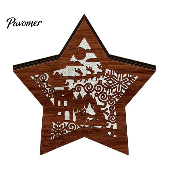 Christmas Gift for Kids 3D Wooden LED Night Light, Hollow Carved Tabletop Decor Warm Light Lamp with Glow, Festive Holiday Home And Office Decoration