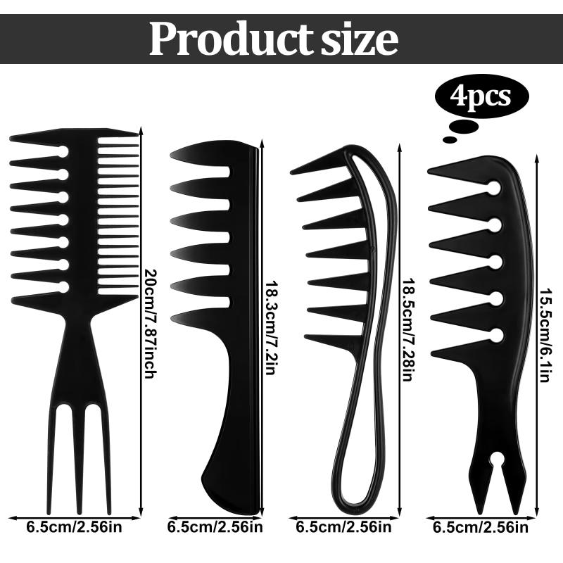 Set di Pettini per Styling da 3/4 Pezzi per Uomo - Pettine a Denti Larghi Pettine per Capelli Pettine Texturizzante Pettine per Capelli all'Indietro Undercut Pettine Antistatico