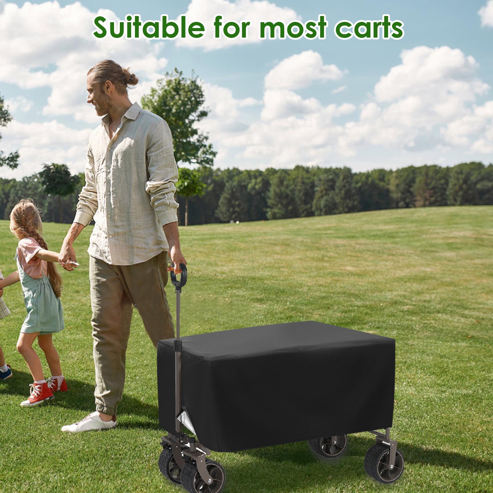 Wagon Cart Cover Oxford Cloth Waterproof Garden Wagon Cover with Adjustable Cord Outdoor Camping Cart Dust and Sunshade Cover nero