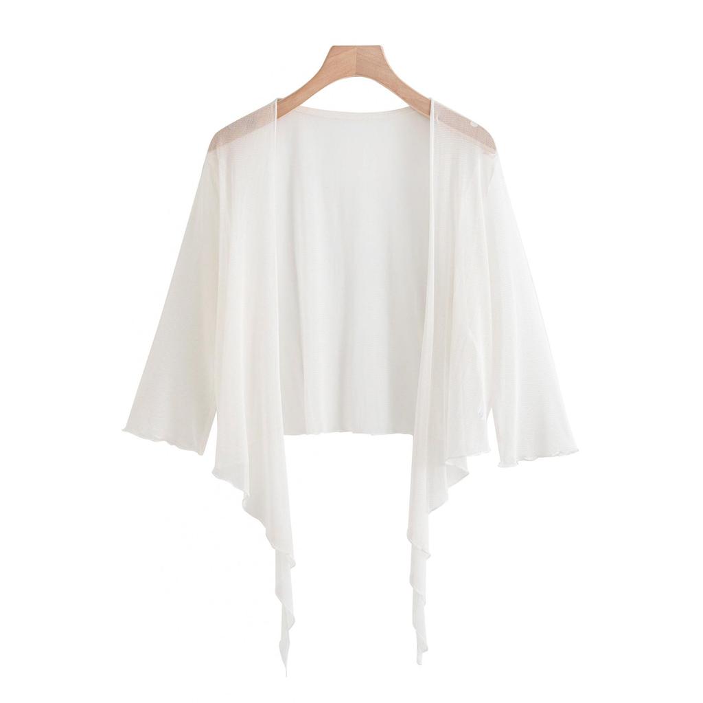 Women's Mulberry Silk Mesh Sun Protection Shawl - Lightweight Seven-Sleeve Jacket
