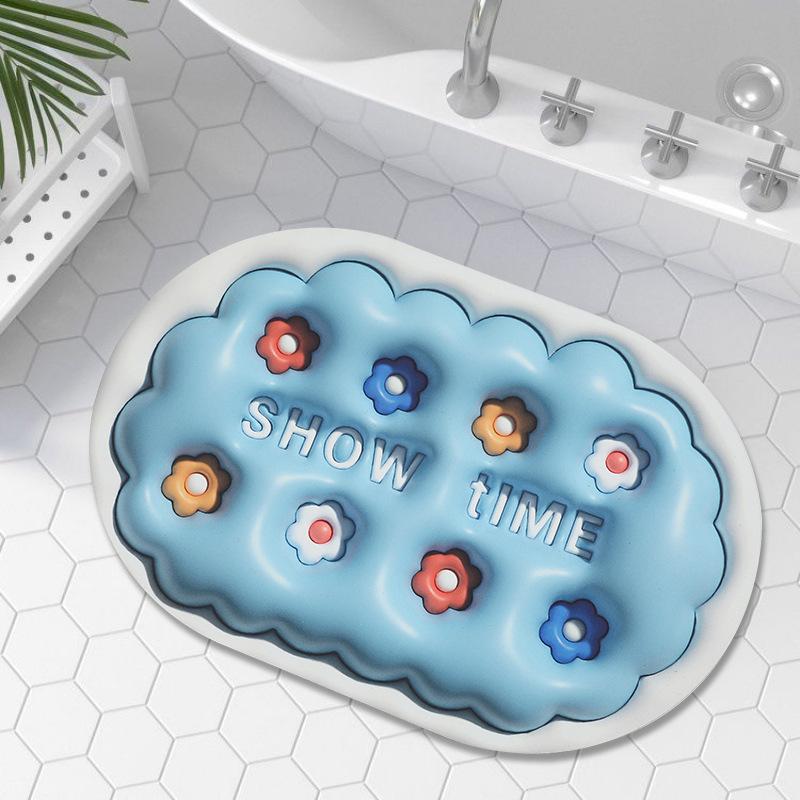 

New Cartoon Style Smiley Face 3D Expansion Bubble Visual Stereo Drain Spot Mat Toilet Kitchen Restroom Slip-resistant Quick Dry 45 * 75cm
