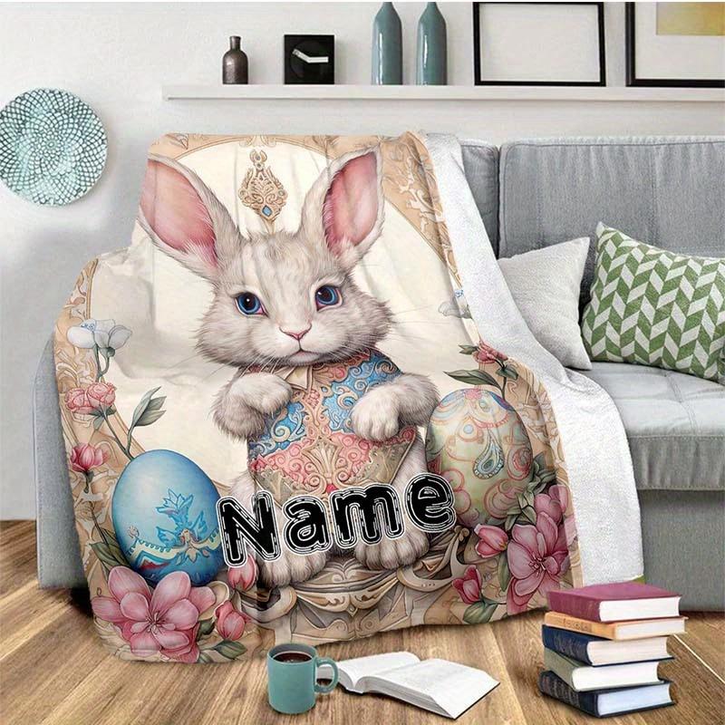 Easter Bunny Customize Your Name Blanket Warm Comfortable And Soft Blankets Are Suitable For Home Chairs Office Sofas Sofas Office Camping And Gifts