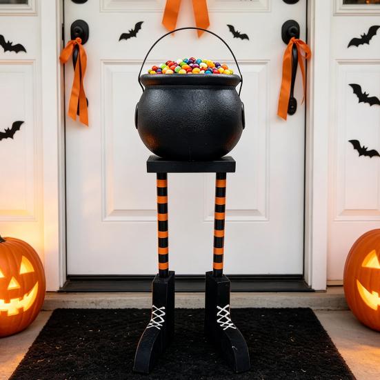 Festival-Feierbedarf Halloween Kessel Süßigkeitenschale, 20 Zoll Hexenbein Schüssel Eimer, Festliche Feiertagsdekorationen für Büro Kunststoff Groß