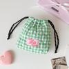 Ins Korean Plaid Drawstring Makeup Bag for Girls Portable Skincare Organizer Travel Organizer Bags Toiletry Bag Drawstring Bags