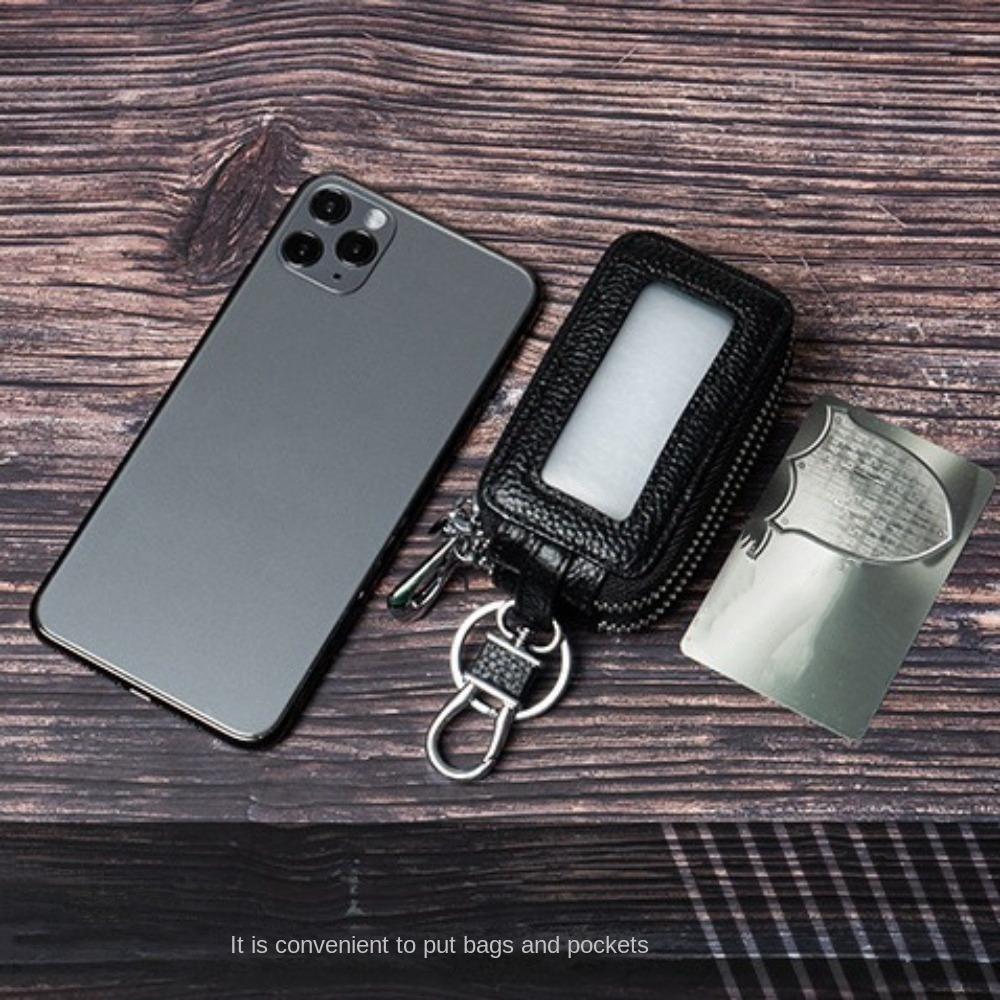 Double-layer Car Key Bag Genuine Leather Keys Wallet Practical Key Case Keychain holder Home
