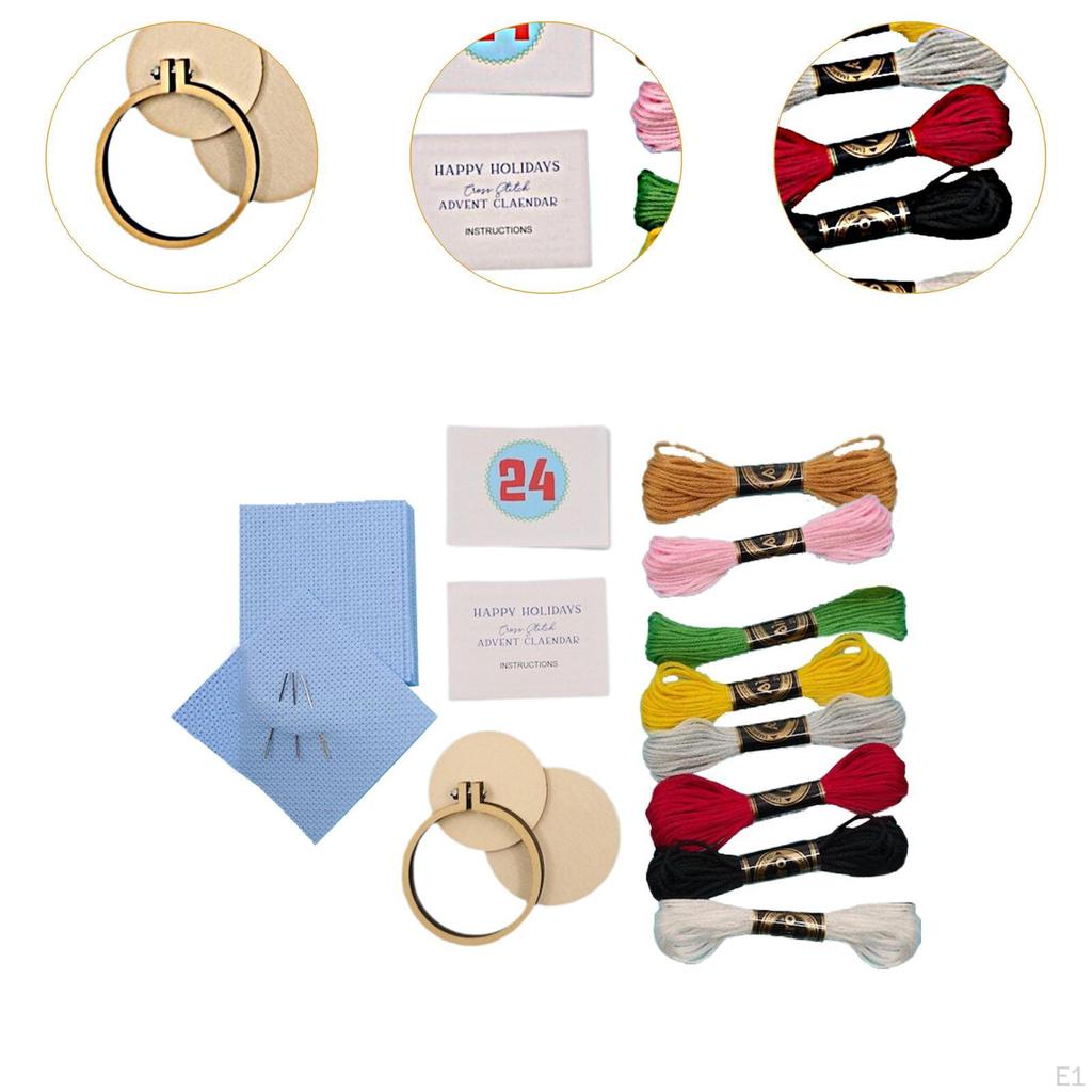 Christmas Advent Calendar Xmas Stitch Kit 24 Days Hand Embroidery Decoration for