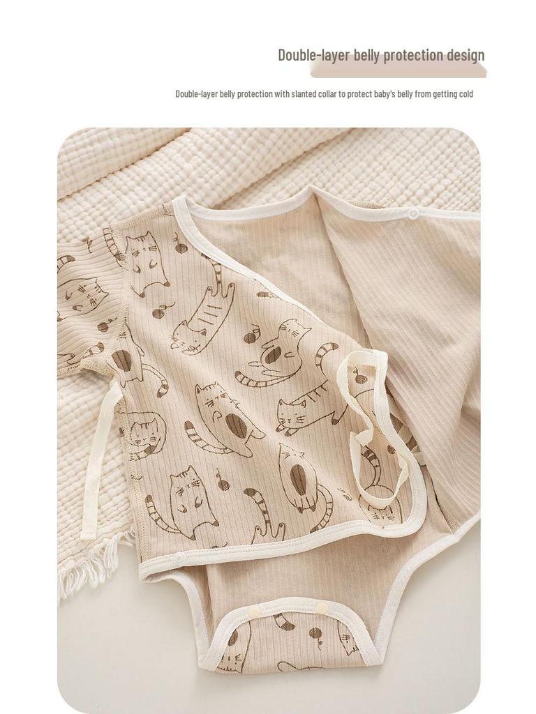 Four Seasons Newborn Baby Romper with Belly Protection: Spring-Autumn Long Sleeve Bodysuit