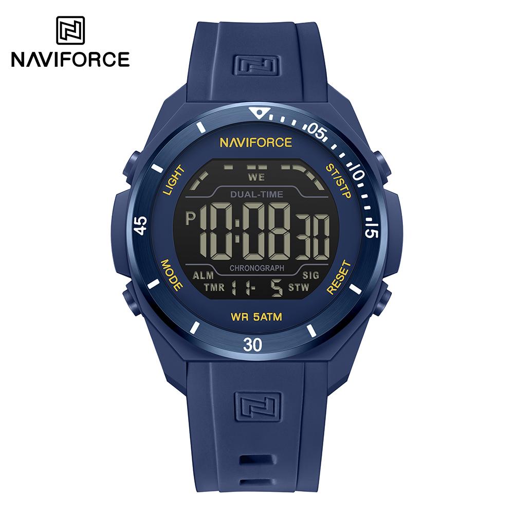 NAVIFORCE Original DIgital Watch Men LCD Display Calendar Date Chronograph Alarm Night Pattern Silicone Strap Waterproof Boys Watch NF7138