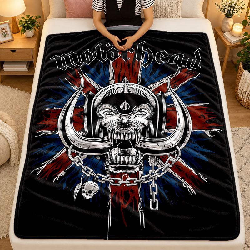 Flannel BlanketMotorhead Warm Soft Throw Blanket for Indoor Sofa Bed Living Room Use