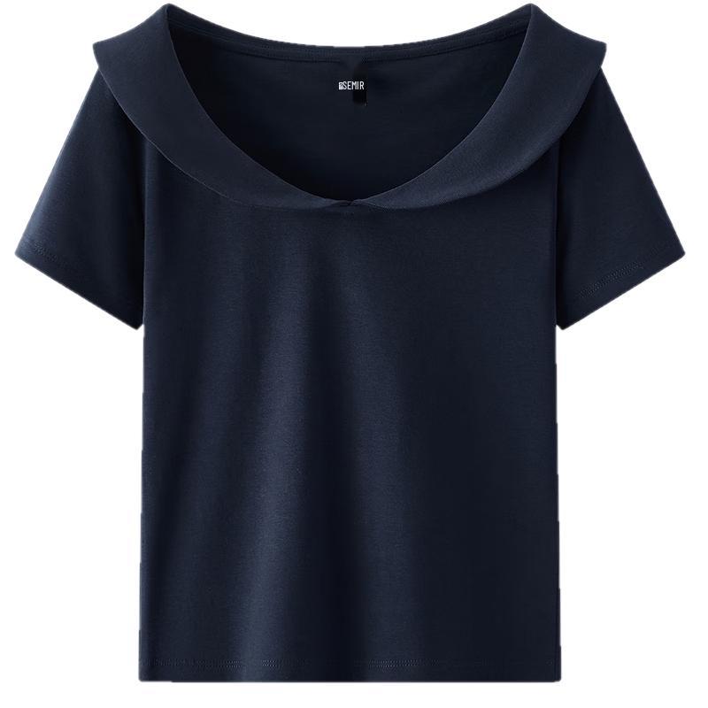 Semir Women's Doll Collar Slim Fit Short Sleeve Polo Shirt