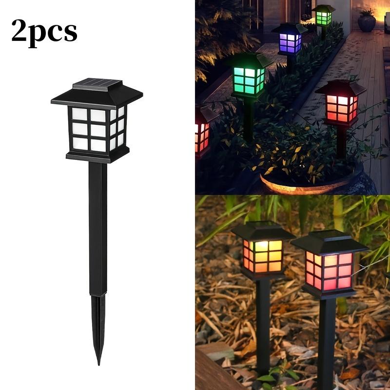 2pcs Solar-Powered LED Pathway Lights - Outdoor Garden & Lawn Decor, Warm Yellow Glow, Landscaping, Solar Garden Lights