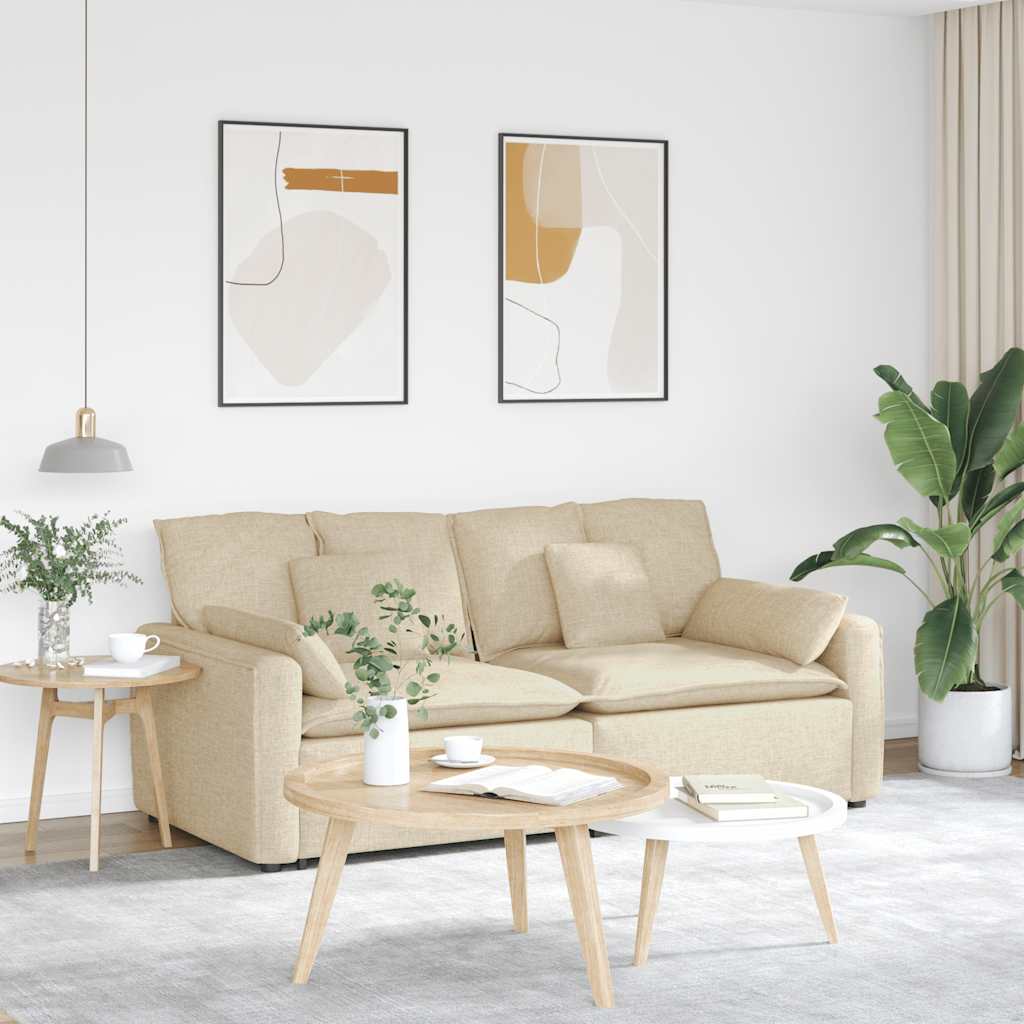 Modular Sofa with Cushions Cream