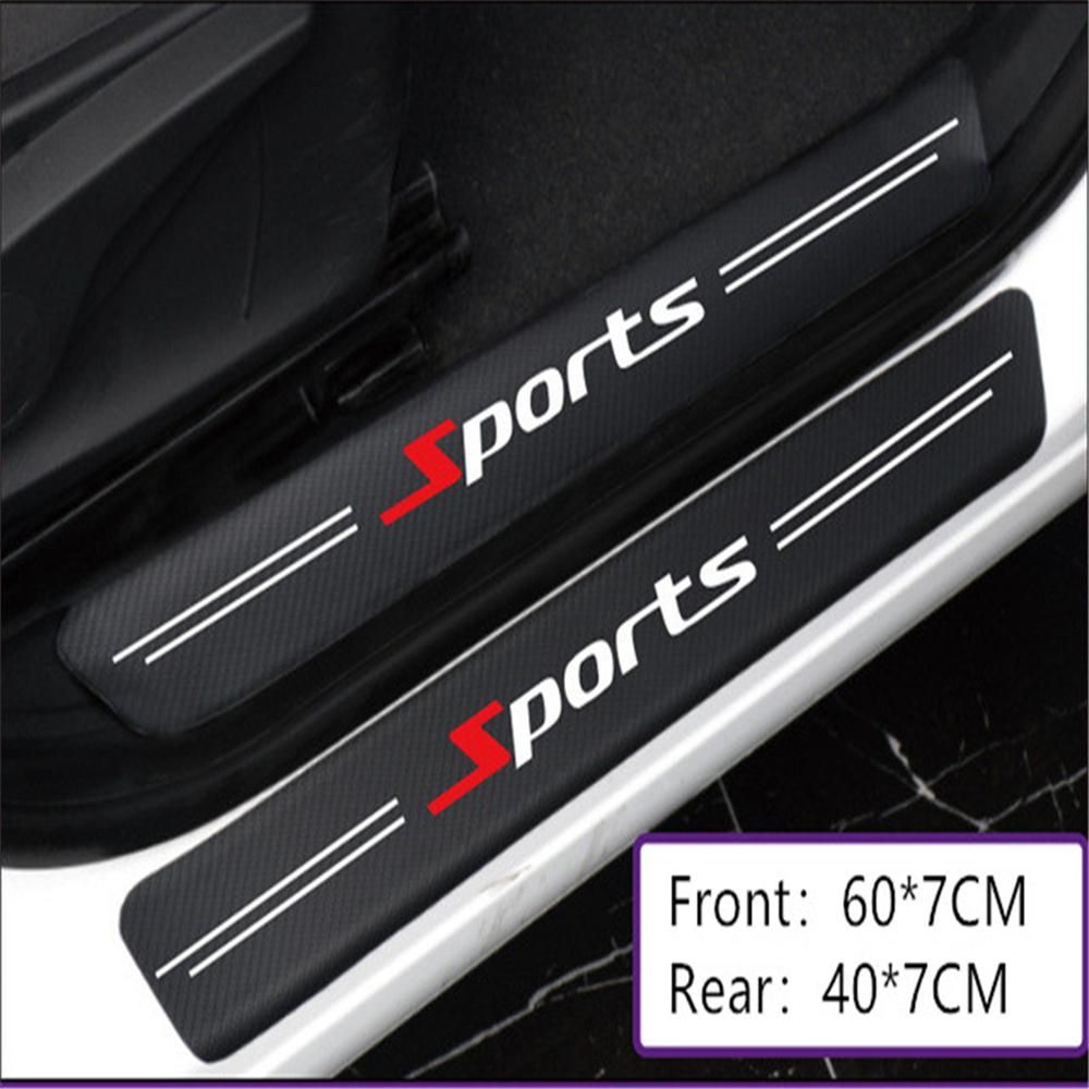 4Pcs Universal Car Door Step Sill Scuff Protector Cover Guard Carbon Fiber Color