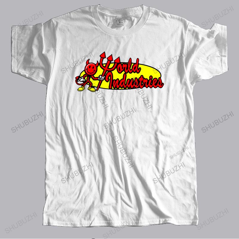 Homme t shirt summer men high quality tshirt Rare WORLD INDUSTRIES SKATEBOARDING unisex brand teeshirt vintage S