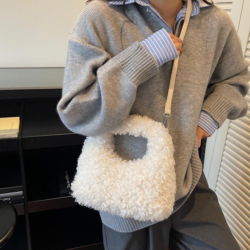 Yogodlns Plush Sweet Shoulder Bags for Women Cute Autumn and Winter New Versatile Fashion Large Capacity Women's Handbags