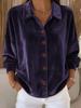 Women's Velvet Shirt with Lapel Collar In Multiple Colors