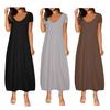 Long Nightgown for Women Short Sleeve Crew Neck Lounge Night Dress Casual A-Line Summer T Shirt Dress