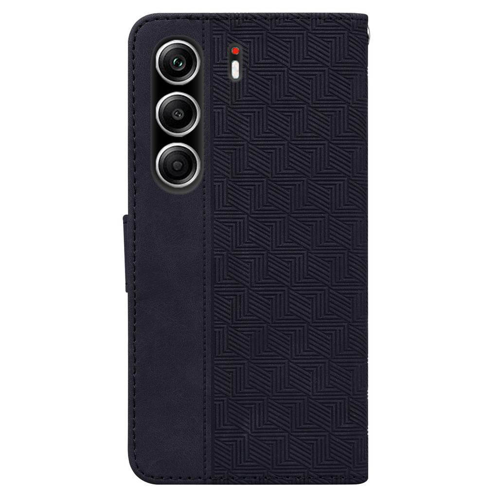 For TECNO Camon 40 Pro 5G/4G Case Geometry Pattern Leather Wallet Phone Cover with Wrist Strap