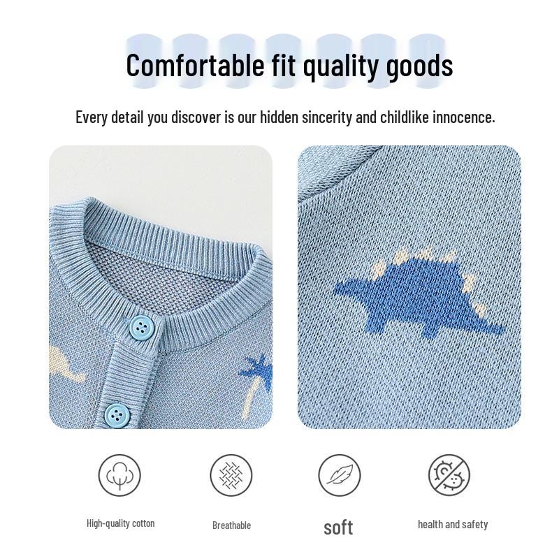 Jesienny dzianinowy kardigan dla chłopca 2025: Stylowy wełniany sweter-kurtka dla dzieci