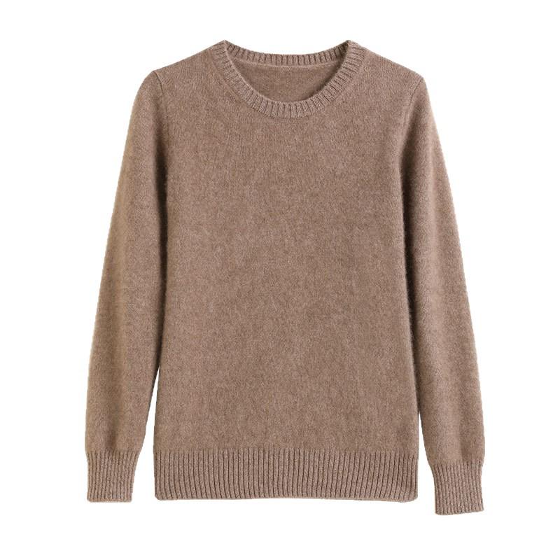 Women's Fashionable Autumn/Winter Cashmere Sweater: Round Neck, Double Strand, Thickened Knit Base Layer Outerwear.