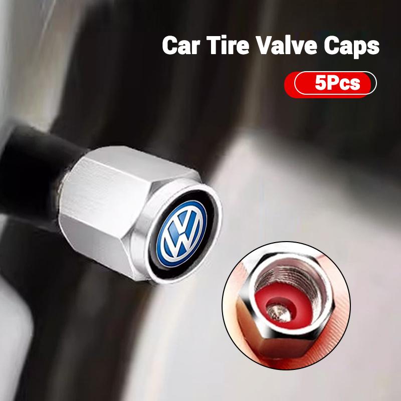 5PCS Car Aluminum Wheel Tire Valve Dust Caps Cover For Volkswagen VW GTI R Rline Golf 7 Golf 6 Polo Jetta Caddy Passat B5 Lavida zw8