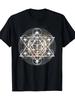 T-shirt Unisexe Cube de Metatron Géométrie Sacrée pour Hommes - Yoga Spirituel & Sacré avec Impression Numérique par Transfert Thermique, Col Rond Manches Courtes Chemise Décontractée Sui