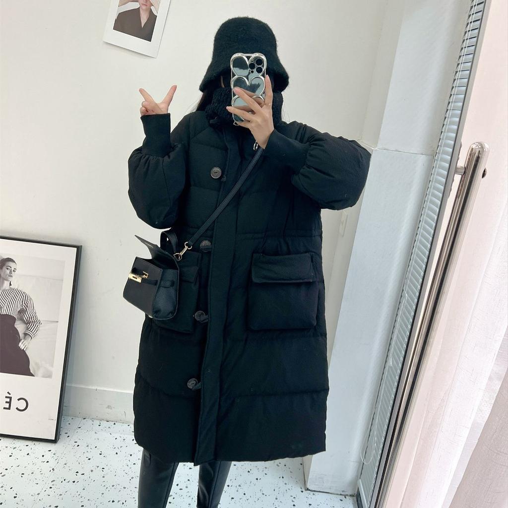Women's cotton-padded clothes winter long design feeling knee long cotton-padded clothes large lapel cotton-padded jacket retro coat
