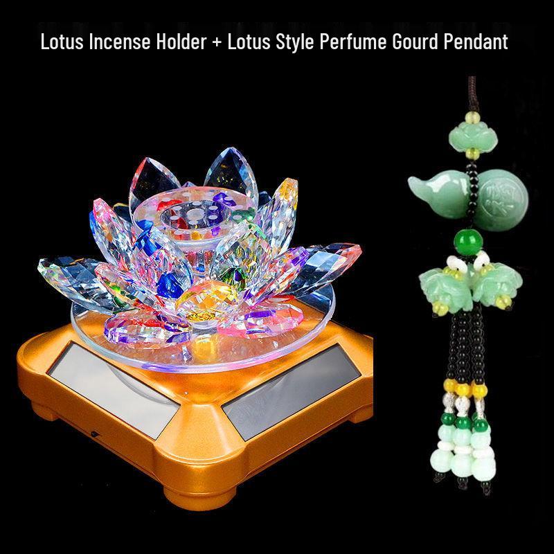 Rotating Crystal Lotus Solar Car Air Freshener & Aromatherapy Ornament