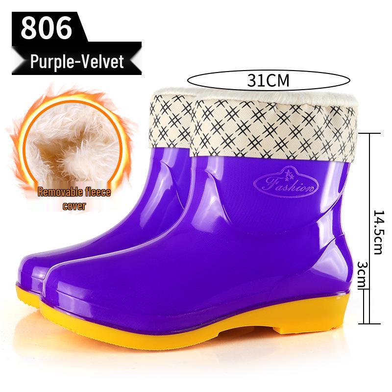 Simple Four Seasons Waterproof Women's High-Top Rain Boots and Shoes for Labor Protection and Cleaning
