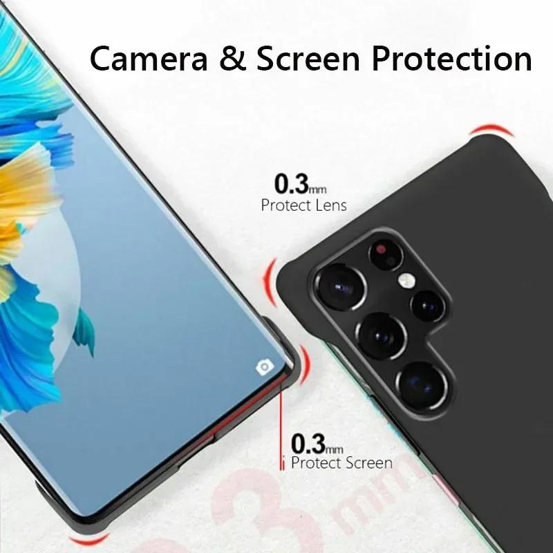 Bezrámový tenký matný pevný zadní kryt pro Samsung Galaxy S23 FE S24 Ultra S21 FE S22 Plus 5G ShockProof Fundas Coque