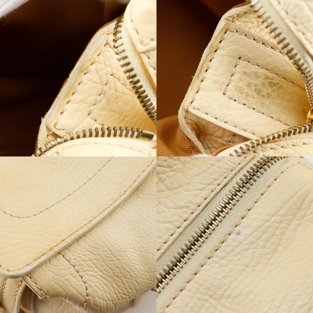 CELINE Mini Boston bag Tote Bag Triomphe off white leather Women Used