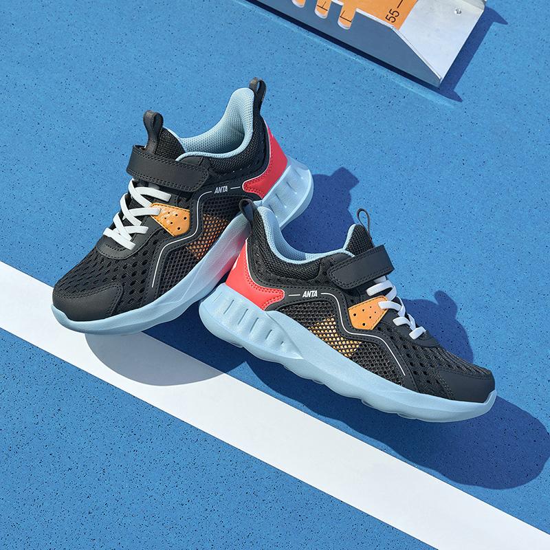 Anta Antiskid Wear-Resistant Low-Top Running Shoes Kids Sneakers Black Blue A312325523J-1