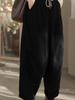 Women's Retro Corduroy Harem Pants - Elastic Waist, Lace-up, Patchwork, Plus Velvet, Thickened for Spring/Autumn