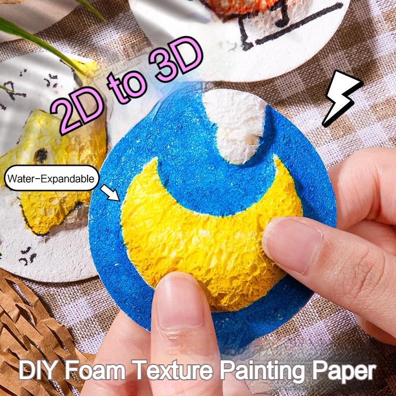 6.5-8cm Foam Texture Painting Paper White/Pink/Yellow Magic 3D Drawing Canvas Sponge Diy Puffy Texture Paper Art Drawing Paper