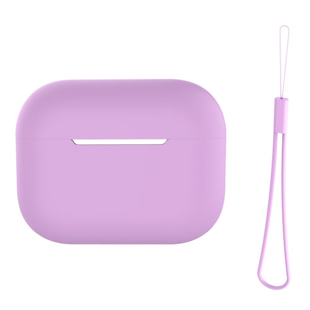 For AirPods Pro 2 Case Bluetooth-compatible Earphone Solid Color Silicone Cover with Lanyard O