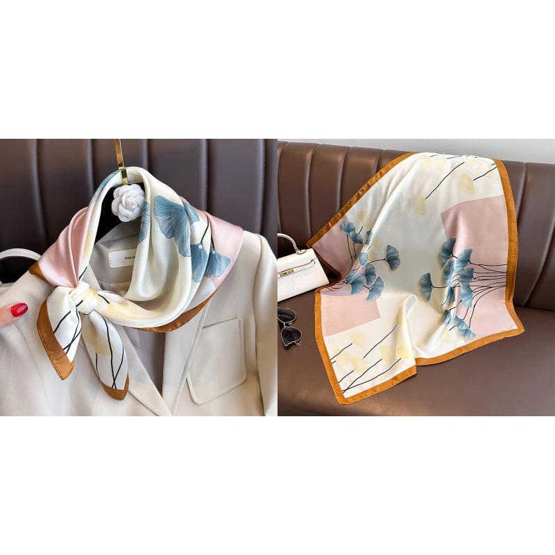 Lenço Quadrado de Seda Estampa Floral de Luxo Mulheres Lenço de Cetim Macio Faixa de Cabelo Lenço de Pescoço Cabeça Hijab Senhora Faixa de Cabelo Foulard Fita de Bolsa