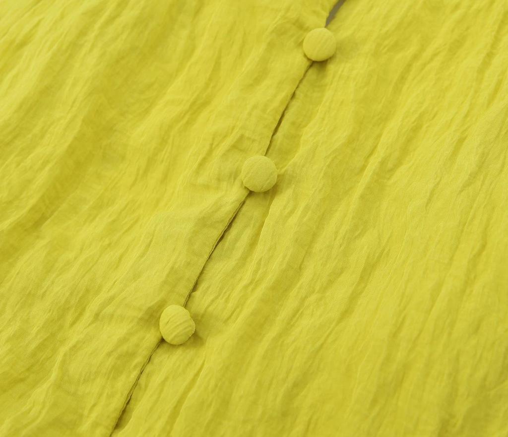 Rochie de vară în stil european și american, cu decupaje și detaliu nod - Efect încrețit