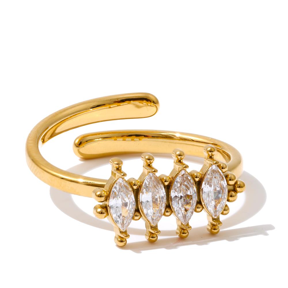 

Yhpup Stainless Steel Cubic Zirconia Adjustable Ring Gold & Platinum PVD Plated Fashion Shiny Finger Jewelry Gift Wholesale resizable